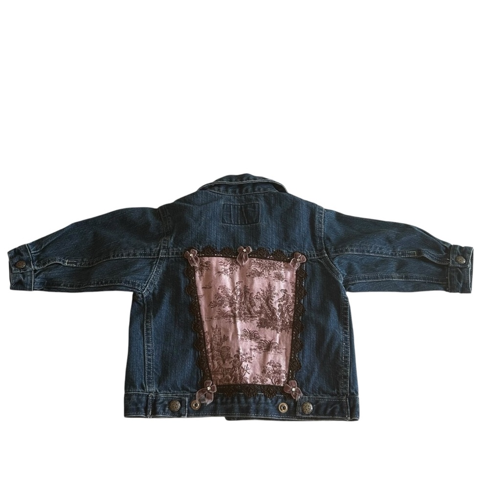 OSHKOSH jillybean Bebe baby girl blue denim patchwork jacket size 18 months - Picture 4 of 13